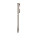 Parure stylo bille et roller en acier inoxydable recyclé à encre noire couleur argenté troisième vue latérale