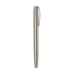 Parure stylo bille et roller en acier inoxydable recyclé à encre noire couleur argenté quatrième vue latéral