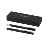 Stylo et roller en aluminium avec détails chromés à encre noire couleur noir