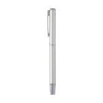 Stylo et roller en aluminium avec détails chromés à encre noire couleur argenté deuxième vue latérale