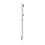 Stylo et roller en aluminium avec détails chromés à encre noire couleur argenté troisième vue latérale