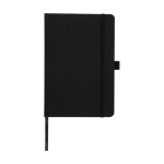 Carnet A5 en plastique recyclé avec pages lignées couleur noir deuxième vue frontale