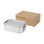 Boîte à lunch d´entreprise en acier recyclé avec fermoirs à clip 750ml couleur argenté
