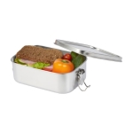 Boîte à lunch d´entreprise en acier recyclé avec fermoirs à clip 750ml couleur argenté troisième vue