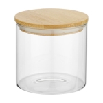 Bocal alimentaire en verre petit format avec couvercle en bambou 320ml couleur naturel