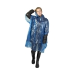 Poncho jetable en plastique recyclé à capuche taille unique couleur bleu roi deuxième vue