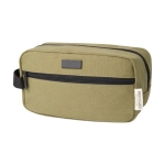 Trousse de toilette en coton recyclé GRS à plaque en métal 330 g/m² couleur vert