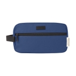 Trousse de toilette en coton recyclé GRS à plaque en métal 330 g/m² couleur bleu marine deuxième vue frontale