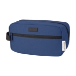Trousse de toilette en coton recyclé GRS à plaque en métal 330 g/m² couleur bleu marine