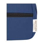 Trousse de toilette en coton recyclé GRS à plaque en métal 330 g/m² couleur bleu marine deuxième vue