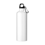 Gourde en aluminium recyclé à finition mate avec mousqueton 770ml couleur blanc deuxième vue frontale