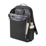 Sac à dos recyclé imperméable avec dos rembourré pour PC 15” couleur noir troisième vue