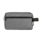 Trousse de toilette de voyage en polyester recyclé, grand compartiment couleur gris troisième vue frontale