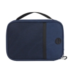 Pochette en RPET avec mousqueton idéale pour les gadgets électroniques couleur bleu marine deuxième vue frontale
