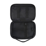 Pochette en RPET avec mousqueton idéale pour les gadgets électroniques couleur bleu marine deuxième vue