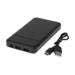Batterie externe en plastique recyclé à charge rapide 10 000 mAh couleur noir troisième vue