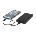 Batterie externe en plastique recyclé à charge rapide 10 000 mAh couleur noir quatrième vue