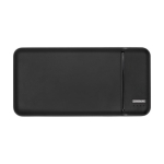 Batterie externe longue autonomie en plastique recyclé 20 000 mAh couleur noir deuxième vue frontale