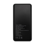 Batterie externe longue autonomie en plastique recyclé 20 000 mAh couleur noir deuxième vue arrière