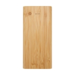 Powerbank en bambou avec LED et bouton ´on´ tactile 10 000 mAh couleur naturel deuxième vue frontale