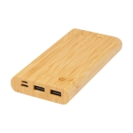 Powerbank en bambou avec LED et bouton ´on´ tactile 10 000 mAh couleur naturel
