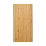 Powerbank en bambou avec LED et bouton ´on´ tactile 20 000 mAh couleur naturel deuxième vue frontale