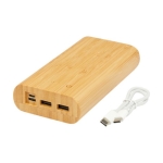 Powerbank en bambou avec LED et bouton ´on´ tactile 20 000 mAh couleur naturel troisième vue