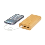 Powerbank en bambou avec LED et bouton ´on´ tactile 20 000 mAh couleur naturel quatrième vue