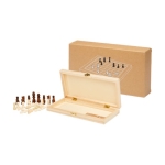 Jeu d´échecs présenté dans un coffret avec pièces en bois couleur naturel deuxième vue