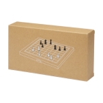 Jeu d´échecs présenté dans un coffret avec pièces en bois couleur naturel deuxième vue avec boîte
