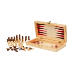 Set de 3 jeux en 1 en bois de pin avec fermeture à charnière couleur naturel