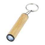 Porte-clés lampe torche personnalisé cylindrique en bambou BambooLight couleur naturel deuxième vue