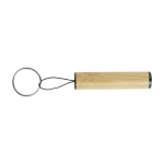 Porte-clés lampe torche personnalisé cylindrique en bambou BambooLight couleur naturel troisième vue frontale