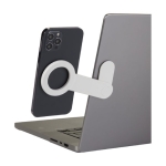 Support téléphone pour PC en plastique recyclé avec adhésif et aimant couleur gris deuxième vue