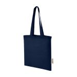 Sac en coton recyclé GRS avec longues poignées 140 g/m² couleur bleu marine