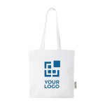 Sac en coton recyclé GRS avec longues poignées 140 g/m² avec zone d'impression