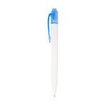 Stylo bicolore en plastique marin recyclé à encre noire couleur bleu vue latérale