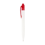 Stylo bicolore en plastique marin recyclé à encre noire couleur rouge vue latérale