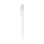 Stylo bicolore en plastique marin recyclé à encre noire couleur blanc vue latérale