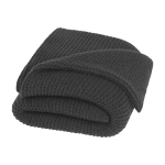 Couverture tricotée en polyester recyclé avec étiquette et ruban couleur noir deuxième vue