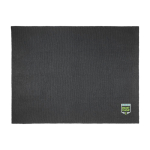 Couverture tricotée en polyester recyclé avec étiquette et ruban couleur noir