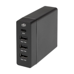 Station de charge avec 3 ports, câbles UE/UK et charge rapide couleur noir
