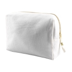 Trousse de toilette en coton gaufré zippée à tirette dorée 240 g/m² couleur blanc première vue