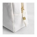 Trousse de toilette en coton gaufré zippée à tirette dorée 240 g/m² couleur blanc quatrième vue