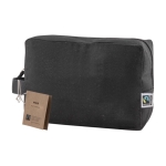 Trousse de toilette en coton Fairtrade noir à anse latérale 220 g/m² couleur noir cinquième vue