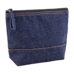 Trousse de toilette en coton recyclé, aspect denim 240 g/m² couleur bleu jean deuxième vue