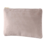 Trousse en velours à détails dorés sur la fermeture éclair et tirette couleur naturel troisième vue
