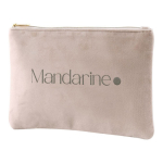 Trousse en velours à détails dorés sur la fermeture éclair et tirette couleur naturel quatrième vue