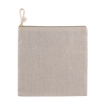 Trousse en coton et jute double face avec fermeture éclair dorée couleur naturel troisième vue