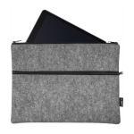 Porte-documents en feutre de polyester recyclé double fermeture éclair couleur gris première vue